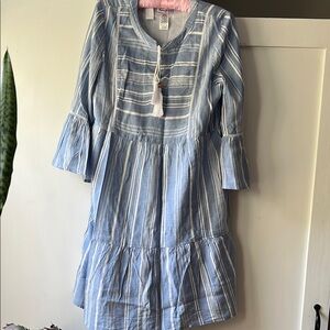 Tommy Bahama Blue and White Striped Midi Dress